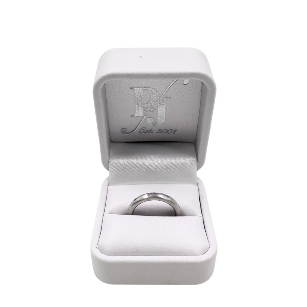 14k white brushed gold with diamonds